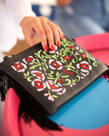 Mini Black Leather Handbag with Multicolour Embroidery 132.231€ #50082MNBLSLNRS